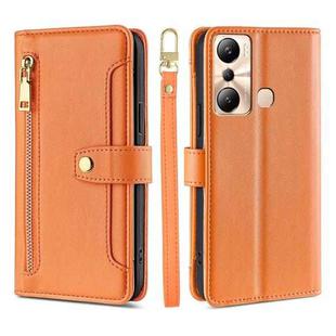 For Infinix Hot 20i Sheep Texture Cross-body Zipper Wallet Leather Phone Case(Orange)