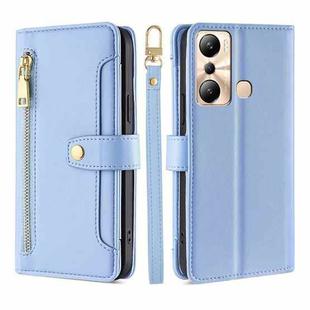 For Infinix Hot 20i Sheep Texture Cross-body Zipper Wallet Leather Phone Case(Blue)