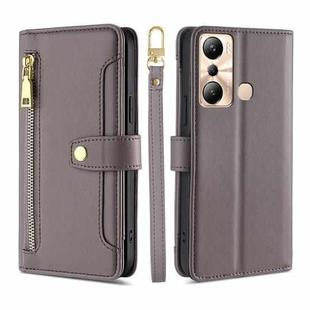 For Infinix Hot 20i Sheep Texture Cross-body Zipper Wallet Leather Phone Case(Grey)
