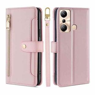 For Infinix Hot 20i Sheep Texture Cross-body Zipper Wallet Leather Phone Case(Pink)