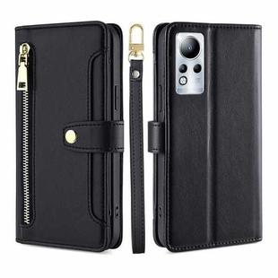 For Infinix Note 11 Sheep Texture Cross-body Zipper Wallet Leather Phone Case(Black)