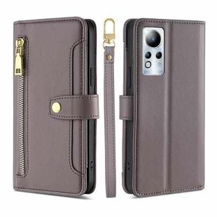 For Infinix Note 11 Sheep Texture Cross-body Zipper Wallet Leather Phone Case(Grey)