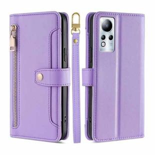 For Infinix Note 11 Sheep Texture Cross-body Zipper Wallet Leather Phone Case(Purple)