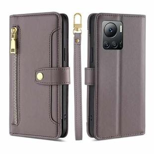 For Infinix Note 12 VIP Sheep Texture Cross-body Zipper Wallet Leather Phone Case(Grey)