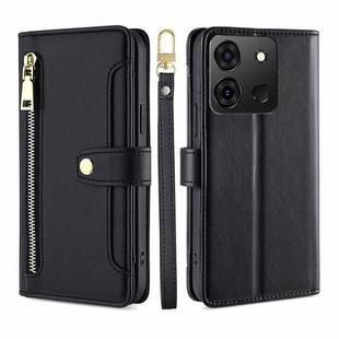 For Infinix Smart 7 Sheep Texture Cross-body Zipper Wallet Leather Phone Case(Black)