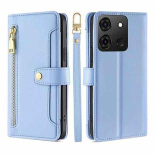For Infinix Smart 7 Sheep Texture Cross-body Zipper Wallet Leather Phone Case(Blue)