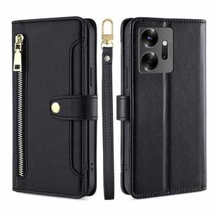 For Infinix Zero 20 Sheep Texture Cross-body Zipper Wallet Leather Phone Case(Black)