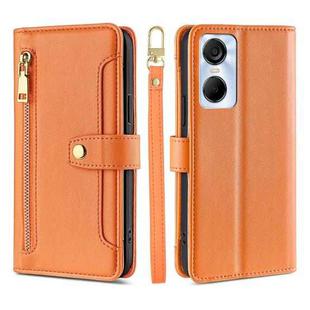 For Tecno Pop 6 Pro Sheep Texture Cross-body Zipper Wallet Leather Phone Case(Orange)