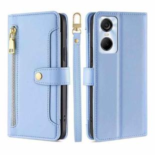 For Tecno Pop 6 Pro Sheep Texture Cross-body Zipper Wallet Leather Phone Case(Blue)