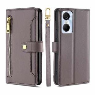 For Tecno Pop 6 Pro Sheep Texture Cross-body Zipper Wallet Leather Phone Case(Grey)