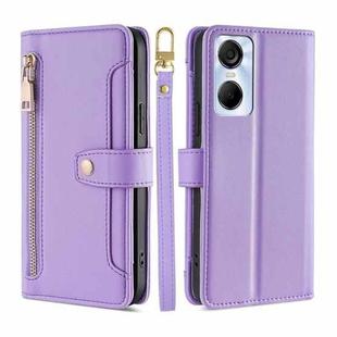 For Tecno Pop 6 Pro Sheep Texture Cross-body Zipper Wallet Leather Phone Case(Purple)