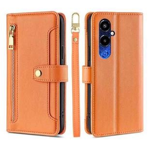 For Tecno Pova 4 Pro Sheep Texture Cross-body Zipper Wallet Leather Phone Case(Orange)
