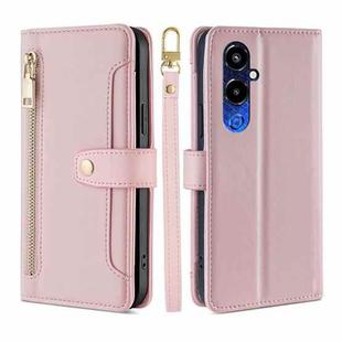 For Tecno Pova 4 Pro Sheep Texture Cross-body Zipper Wallet Leather Phone Case(Pink)