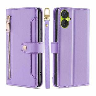 For Tecno Spark 9 Sheep Texture Cross-body Zipper Wallet Leather Phone Case(Purple)