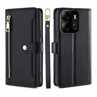 For Tecno Spark Go 2023 Sheep Texture Cross-body Zipper Wallet Leather Phone Case(Black)