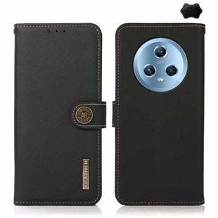 For Honor Magic5 KHAZNEH Custer Genuine Leather RFID Phone Case(Black)