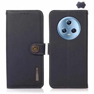 For Honor Magic5 KHAZNEH Custer Genuine Leather RFID Phone Case(Blue)