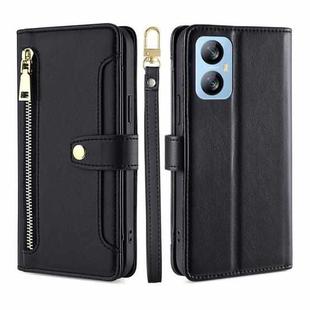 For Blackview A52 Sheep Texture Cross-body Zipper Wallet Leather Phone Case(Black)