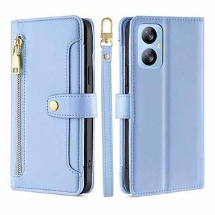 For Blackview A52 Sheep Texture Cross-body Zipper Wallet Leather Phone Case(Blue)