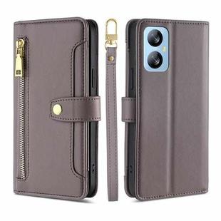 For Blackview A52 Sheep Texture Cross-body Zipper Wallet Leather Phone Case(Grey)