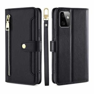 For Motorola Moto G Power 2023 Sheep Texture Cross-body Zipper Wallet Leather Phone Case(Black)