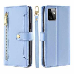 For Motorola Moto G Power 2023 Sheep Texture Cross-body Zipper Wallet Leather Phone Case(Blue)