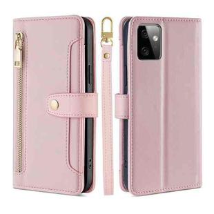 For Motorola Moto G Power 2023 Sheep Texture Cross-body Zipper Wallet Leather Phone Case(Pink)