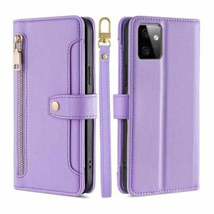 For Motorola Moto G Power 2023 Sheep Texture Cross-body Zipper Wallet Leather Phone Case(Purple)