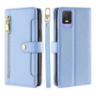 For TCL 403 Sheep Texture Cross-body Zipper Wallet Leather Phone Case(Blue)