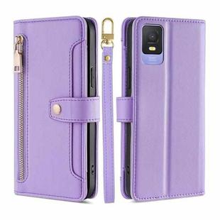 For TCL 403 Sheep Texture Cross-body Zipper Wallet Leather Phone Case(Purple)