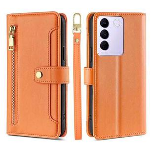 For vivo S16e Sheep Texture Cross-body Zipper Wallet Leather Phone Case(Orange)