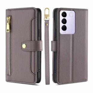 For vivo S16e Sheep Texture Cross-body Zipper Wallet Leather Phone Case(Grey)