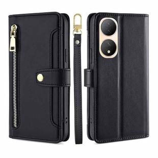 For vivo Y100 5G Sheep Texture Cross-body Zipper Wallet Leather Phone Case(Black)