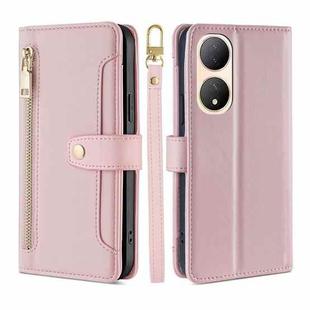 For vivo Y100 5G Sheep Texture Cross-body Zipper Wallet Leather Phone Case(Pink)