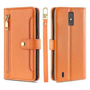 For ZTE Blade A32 Sheep Texture Cross-body Zipper Wallet Leather Phone Case(Orange)