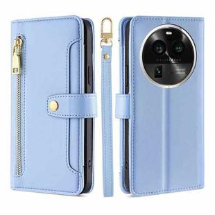 For OPPO Find X6 Pro 5G Sheep Texture Cross-body Zipper Wallet Leather Phone Case(Blue)