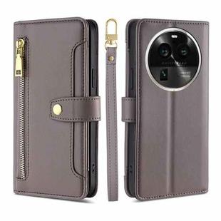 For OPPO Find X6 Pro 5G Sheep Texture Cross-body Zipper Wallet Leather Phone Case(Grey)