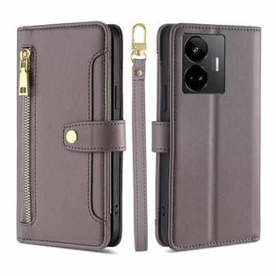 For Realme GT Neo5 Sheep Texture Cross-body Zipper Wallet Leather Phone Case(Grey)