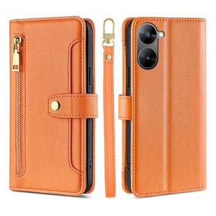 For Realme V30 5G / V30T Sheep Texture Cross-body Zipper Wallet Leather Phone Case(Orange)