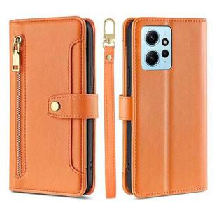 For Xiaomi Redmi Note 12 4G Global Sheep Texture Cross-body Zipper Wallet Leather Phone Case(Orange)