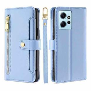 For Xiaomi Redmi Note 12 4G Global Sheep Texture Cross-body Zipper Wallet Leather Phone Case(Blue)