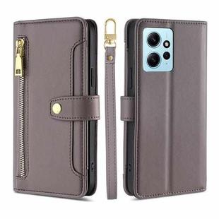 For Xiaomi Redmi Note 12 4G Global Sheep Texture Cross-body Zipper Wallet Leather Phone Case(Grey)