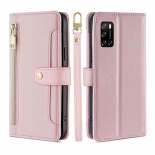 For Rakuten Big S Sheep Texture Cross-body Zipper Wallet Leather Phone Case(Pink)