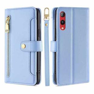 For Rakuten Hand 4G Sheep Texture Cross-body Zipper Wallet Leather Phone Case(Blue)