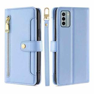 For Nokia G22 Sheep Texture Cross-body Zipper Wallet Leather Phone Case(Blue)