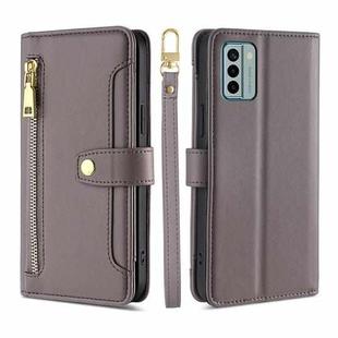 For Nokia G22 Sheep Texture Cross-body Zipper Wallet Leather Phone Case(Grey)