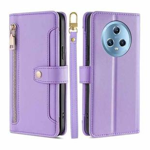 For Honor Magic5 Sheep Texture Cross-body Zipper Wallet Leather Phone Case(Purple)