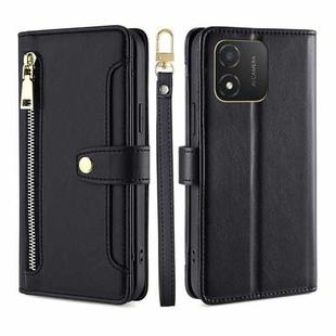 For Honor X5 4G Sheep Texture Cross-body Zipper Wallet Leather Phone Case(Black)