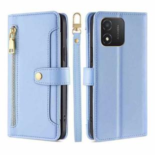 For Honor X5 4G Sheep Texture Cross-body Zipper Wallet Leather Phone Case(Blue)