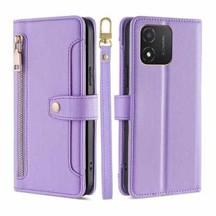 For Honor X5 4G Sheep Texture Cross-body Zipper Wallet Leather Phone Case(Purple)